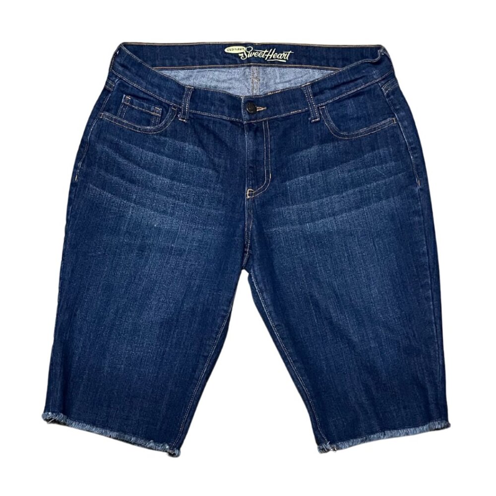 Old Navy Dark Wash Denim High Rise Bermuda Shorts Women's Size 6